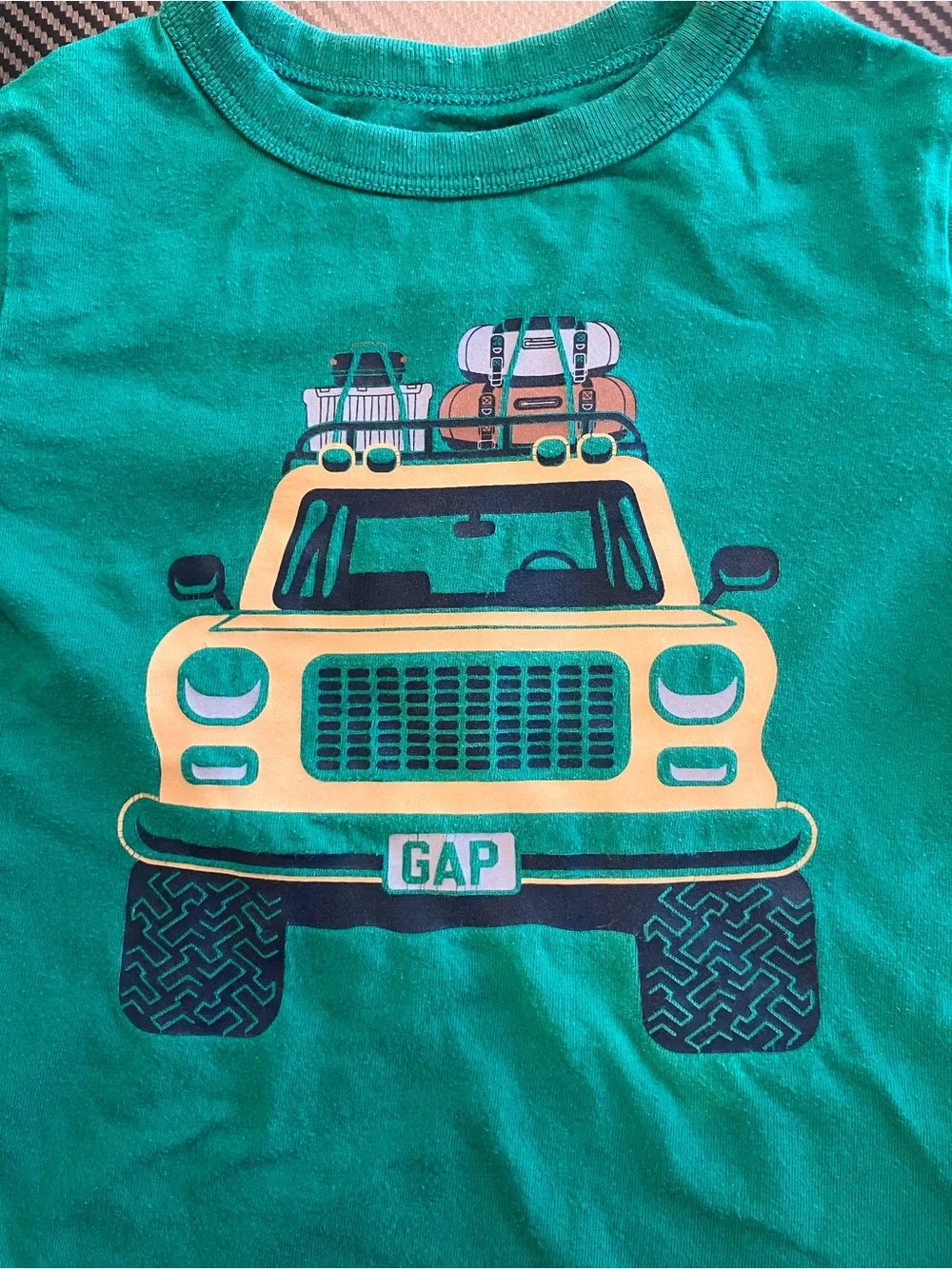 GAP Teal Long-Sleeve Kids Tee with Yellow Truck Print